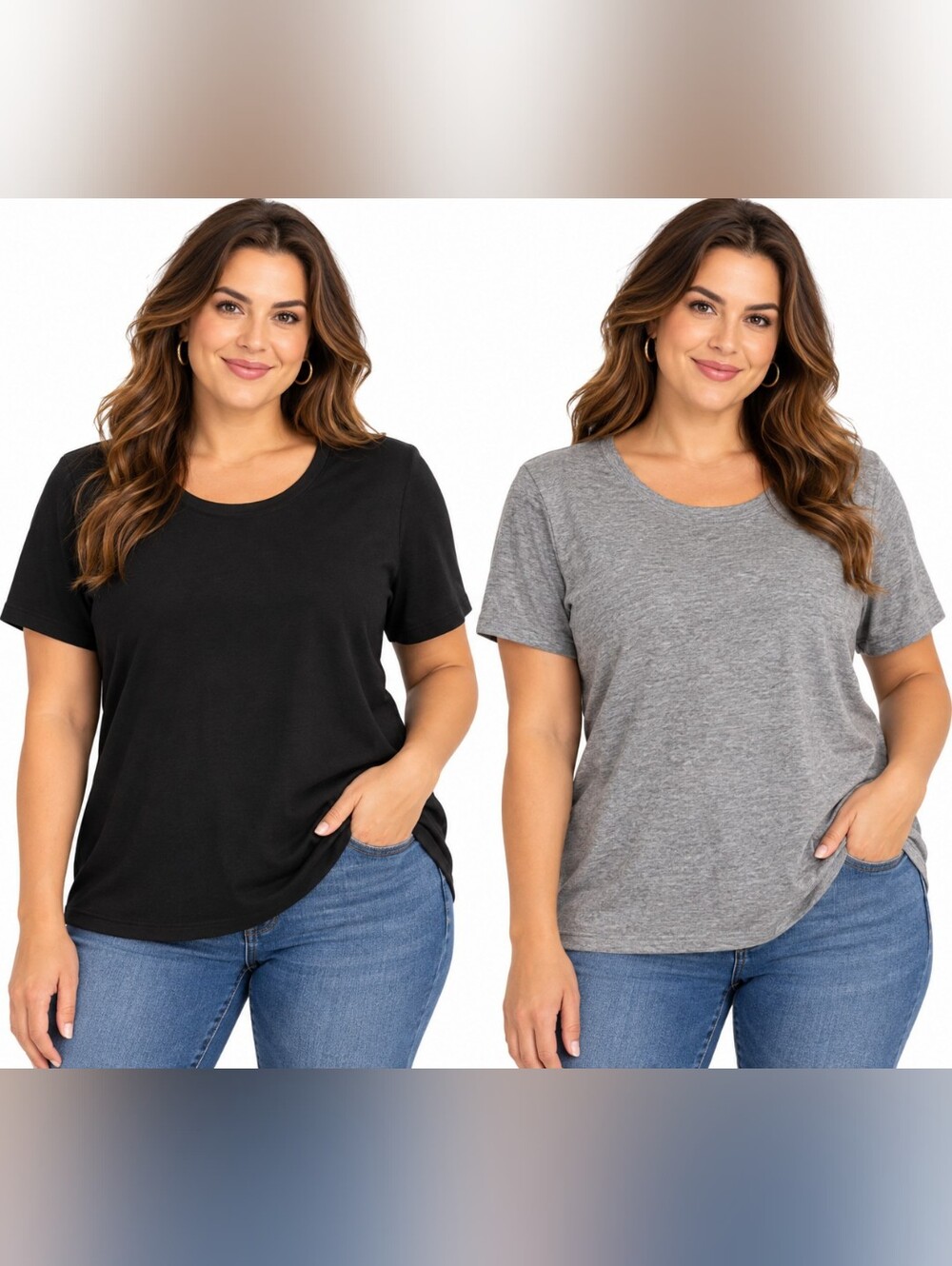 Time and Tru Plus Size Black & Gray Basic T-Shirt Bundle XXL 20